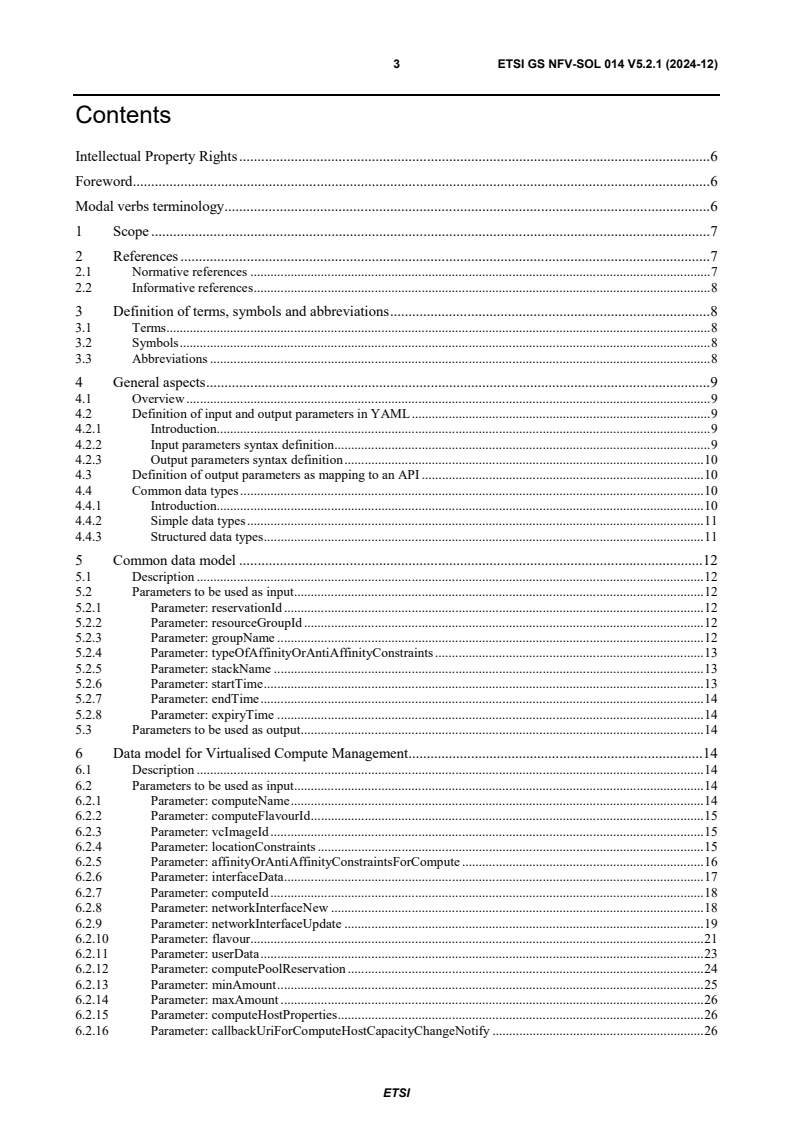 ETSI GS NFV-SOL 014 V5.2.1 (2024-12) ETSI GS NFV-SOL 014 V5.2.1 (2024-12) - Network Functions Virtualisation (NFV) Release 5; Protocols and Data Models; YAML data model specification for descriptor-based virtualised resource management