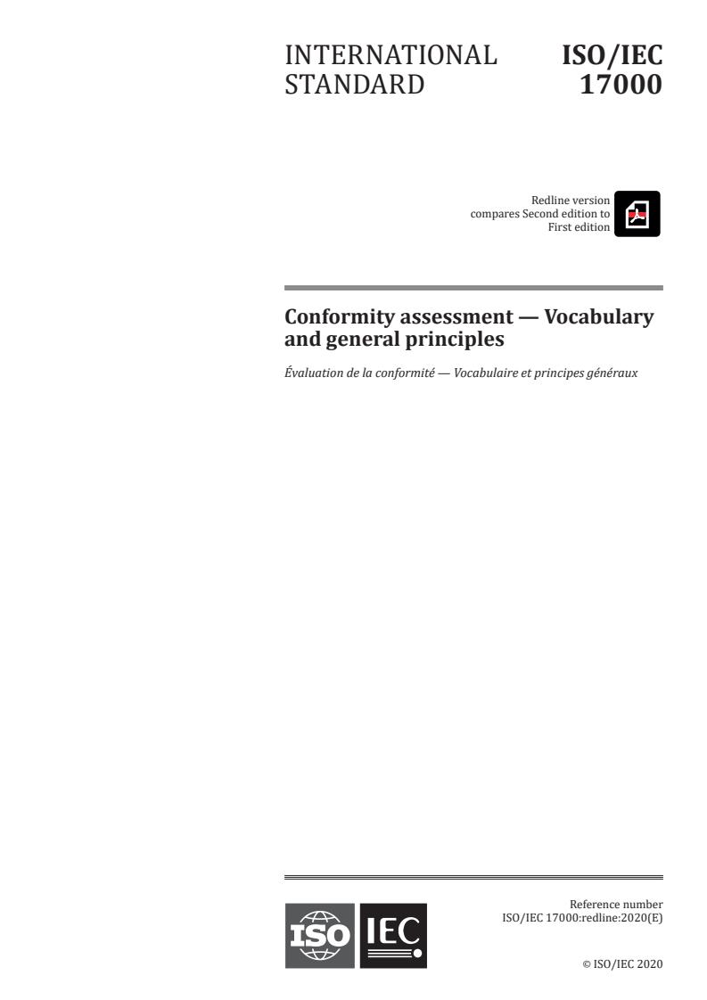 ISO/IEC 17000:2020REDLINE - Conformity assessment -- Vocabulary and general principles