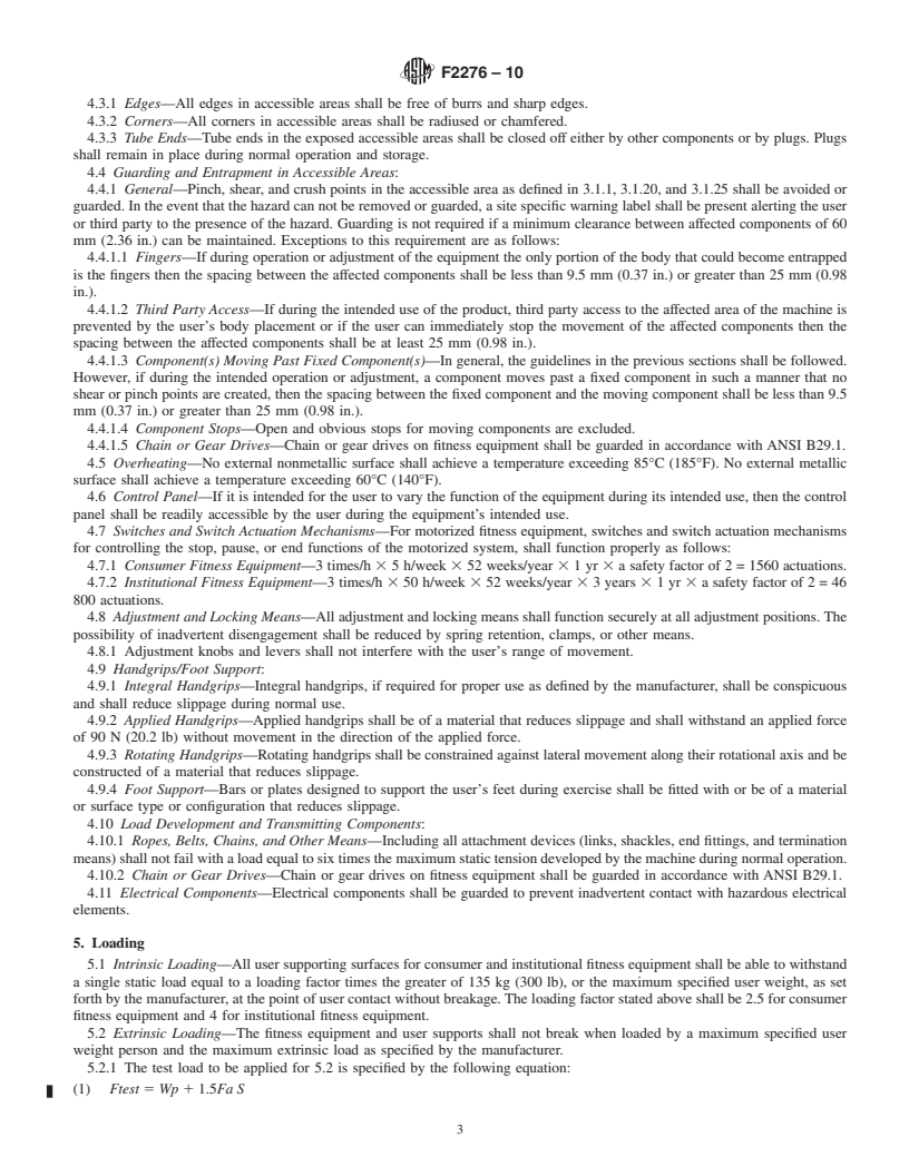 REDLINE ASTM F2276-10 - Standard Specification for Fitness Equipment