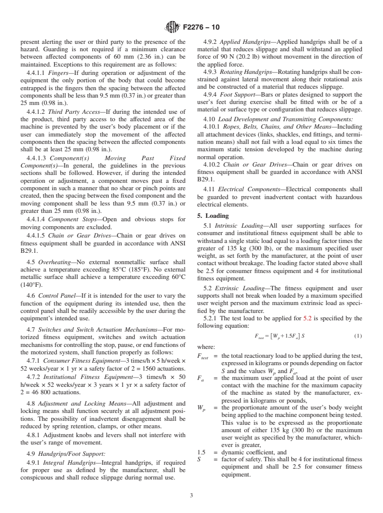 ASTM F2276-10 - Standard Specification for Fitness Equipment