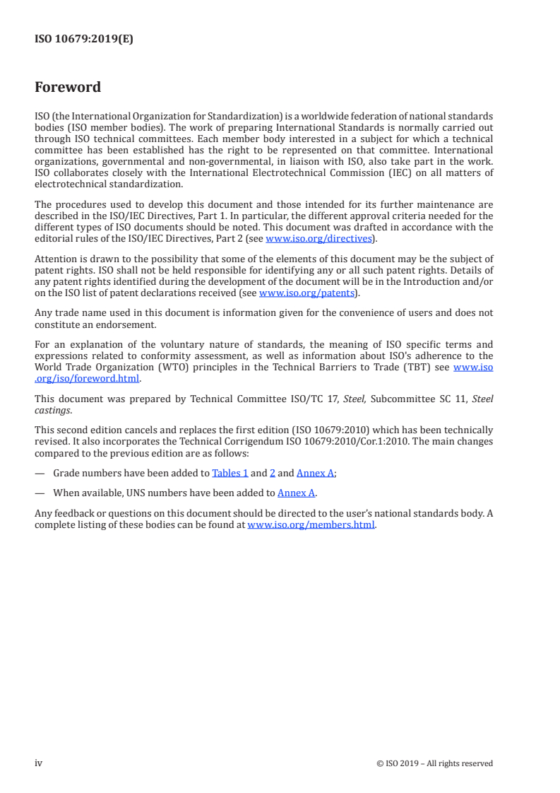 ISO 10679:2019 ISO 10679:2019 - Steels — Cast tool steels
Released:9/4/2019 - Page 4 preview