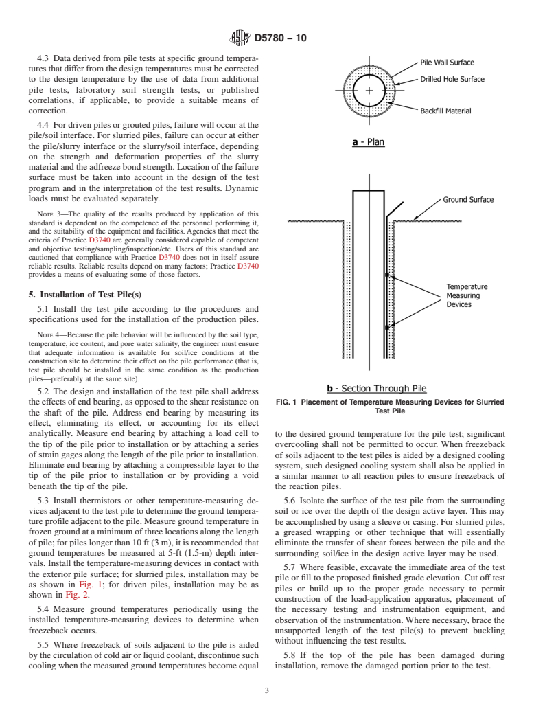 ASTM D5780-10 - Standard Test Method for Individual Piles in Permafrost Under Static Axial Compressive Load