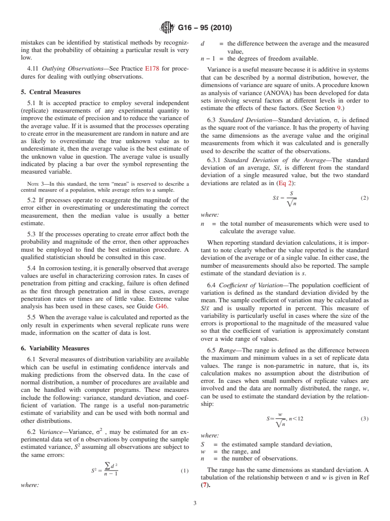 ASTM G16-95(2010) - Standard Guide for Applying Statistics to Analysis of Corrosion Data