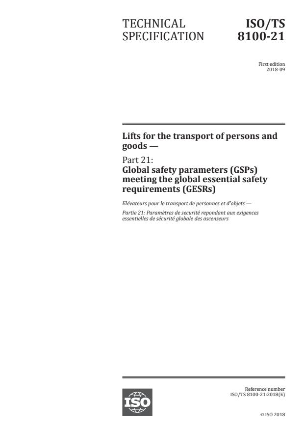ISO/TS 8100-21:2018 - Lifts for the transport of persons and goods