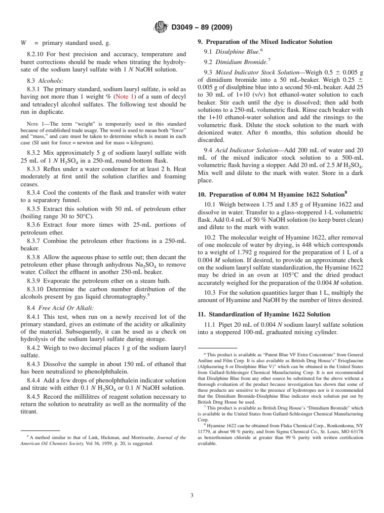 ASTM D3049-89(2009) - Standard Test Method for Synthetic Anionic Ingredient by Cationic Titration