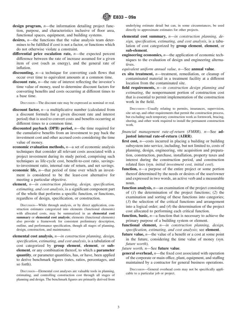 ASTM E833-09a - Standard Terminology of Building Economics