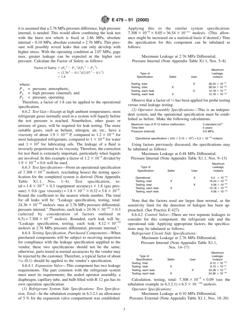 ASTM E479-91(2000) - Standard Guide for Preparation of a Leak Testing Specification