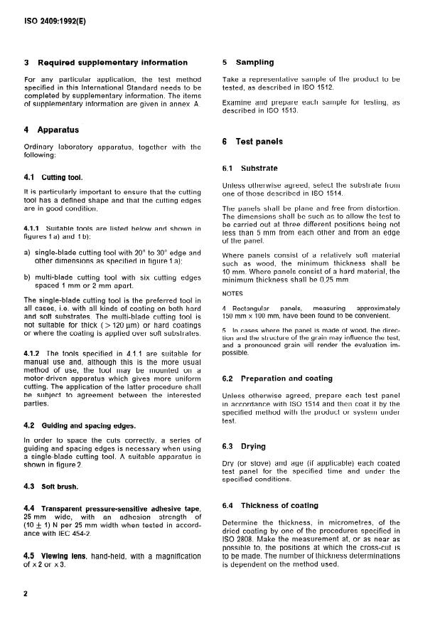 ISO 2409:1992 ISO 2409:1992 - Paints and varnishes -- Cross-cut test - Page 4 preview