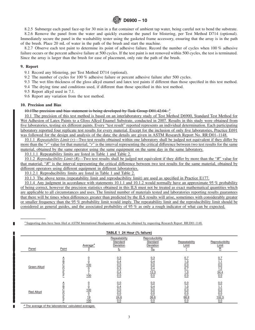 REDLINE ASTM D6900-10 - Standard Test Method for Wet Adhesion of Latex Paints to a Gloss Alkyd Enamel Substrate