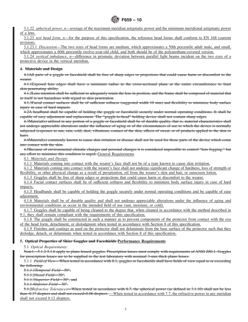 REDLINE ASTM F659-10 - Standard Specification for  Ski and Snowboard Goggles