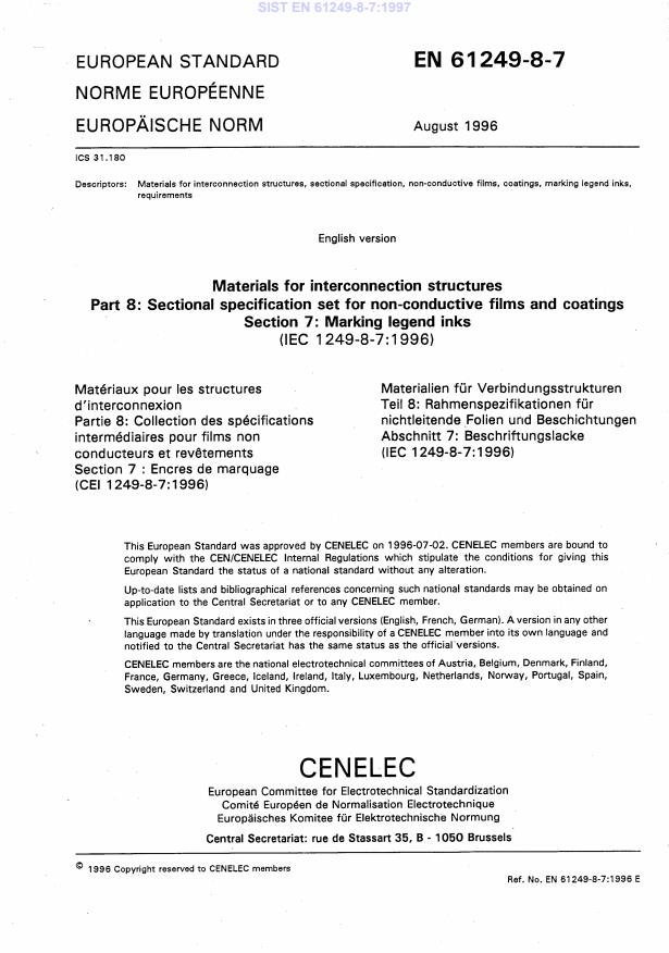 EN 61249-8-7:1996 EN 61249-8-7:1997 - Page 3 preview