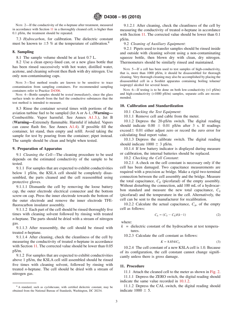 ASTM D4308-95(2010) - Standard Test Method for Electrical Conductivity of Liquid Hydrocarbons by Precision Meter