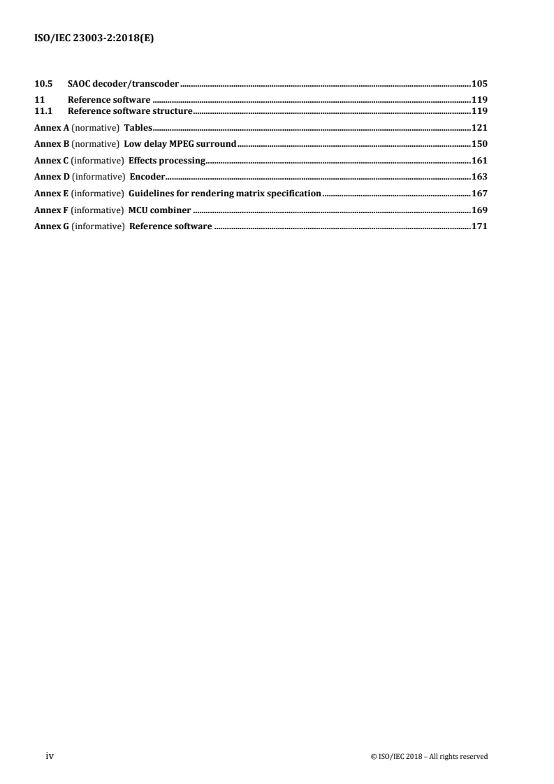 ISO/IEC 23003-2:2018 ISO/IEC 23003-2:2018 - Information technology — MPEG audio technologies — Part 2: Spatial Audio Object Coding (SAOC)
Released:12/12/2018 - Page 4 preview
