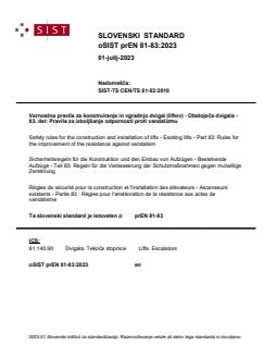 prEN 81-83:2023 - Page 1 preview