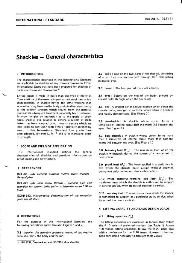 ISO 2415:1973 - Shackles -- General characteristics