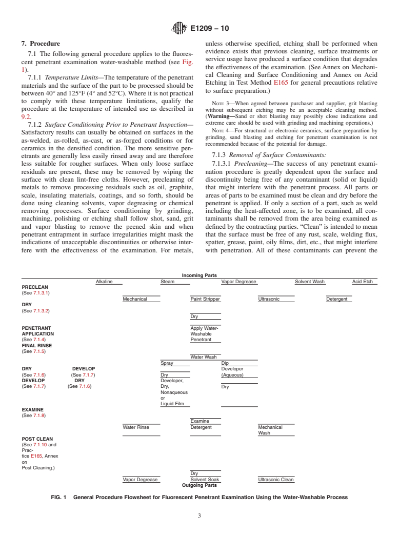 ASTM E1209-10 - Standard Practice for Fluorescent Liquid Penetrant Testing Using the Water-Washable Process