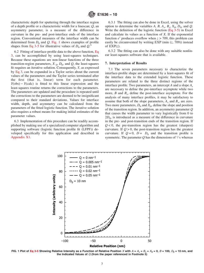 ASTM E1636-10 - Standard Practice for  Analytically Describing Depth-Profile and Linescan-Profile  Data by an Extended Logistic Function (Withdrawn 2019)