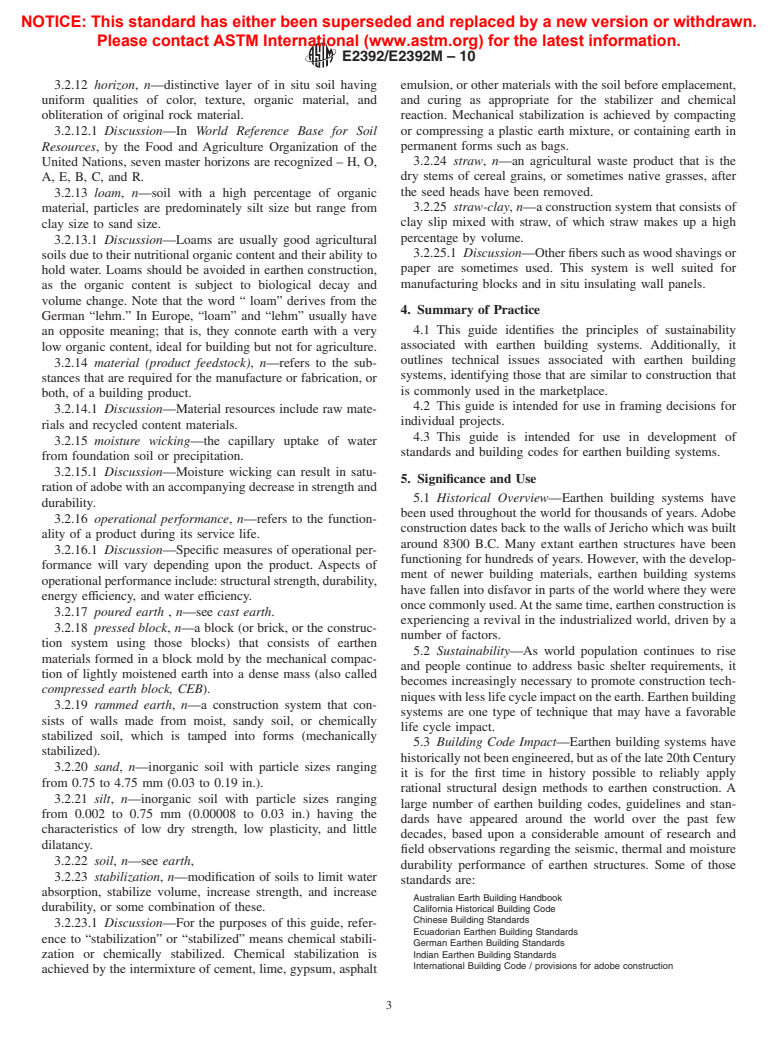 ASTM E2392/E2392M-10 - Standard Guide for Design of Earthen Wall Building Systems