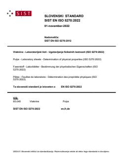 SIST EN ISO 5270:2022 - Page 1 preview