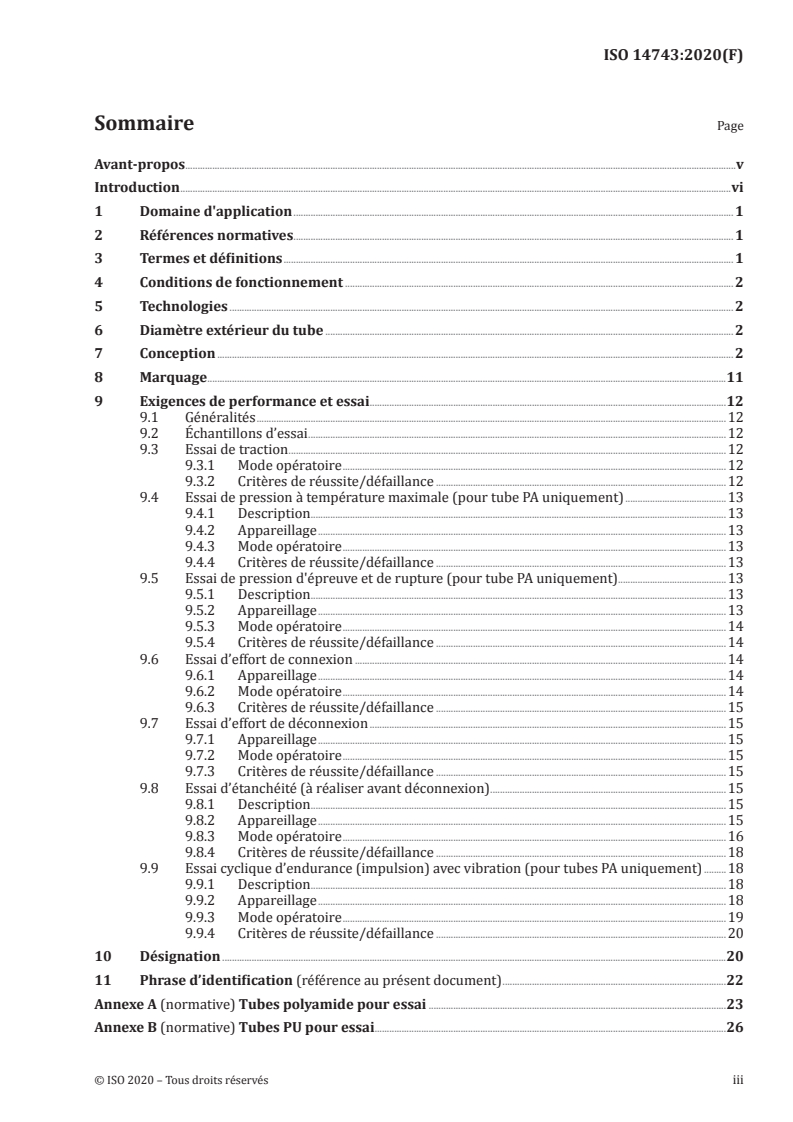 ISO 14743:2020 - Transmissions pneumatiques — Raccords instantanés pour tubes thermoplastiques
Released:1/6/2020