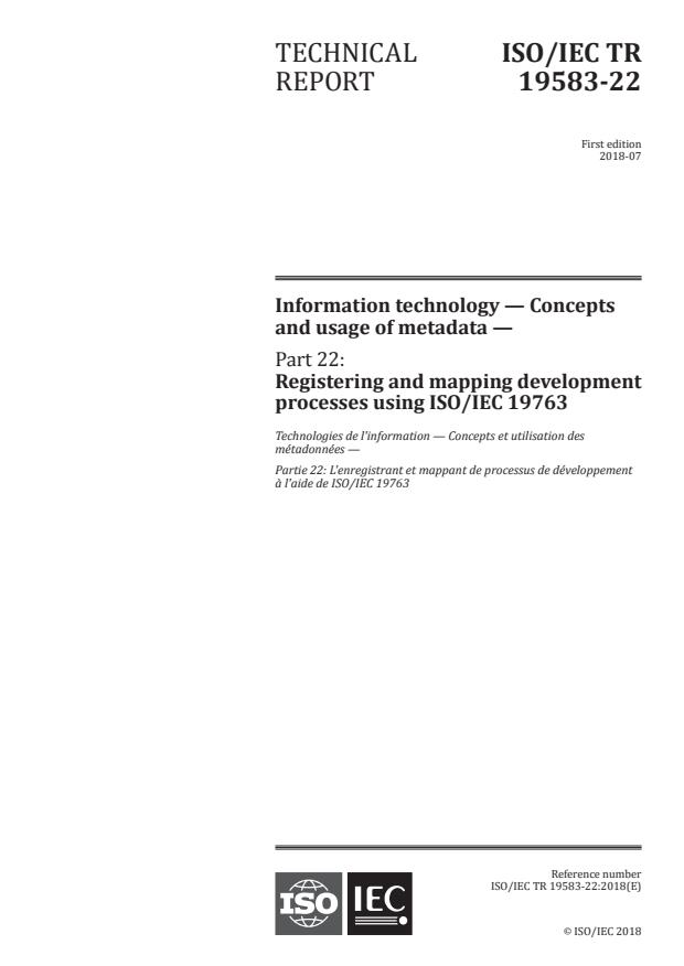 ISO/IEC TR 19583-22:2018 - Information technology -- Concepts and usage of metadata