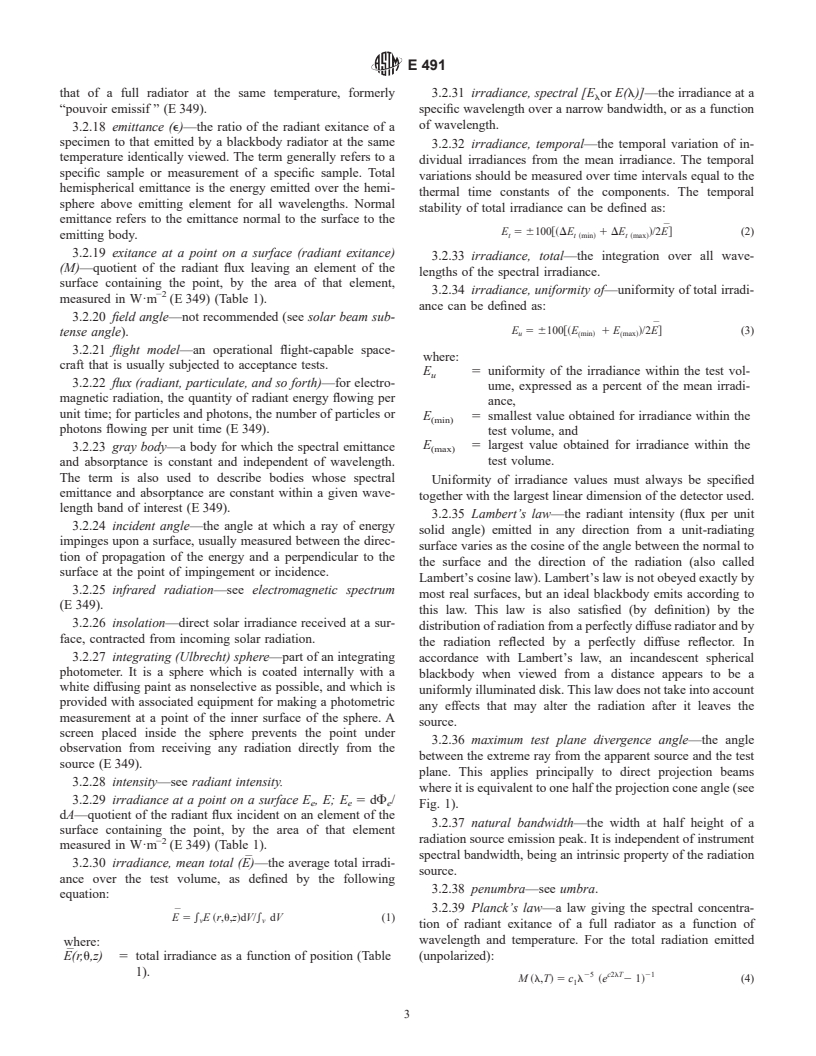 ASTM E491-73(1999) - Standard Practice for Solar Simulation for Thermal Balance Testing of Spacecraft