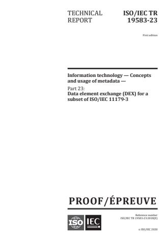 ISO/IEC PRF TR 19583-23 - Information technology -- Concepts and usage of metadata