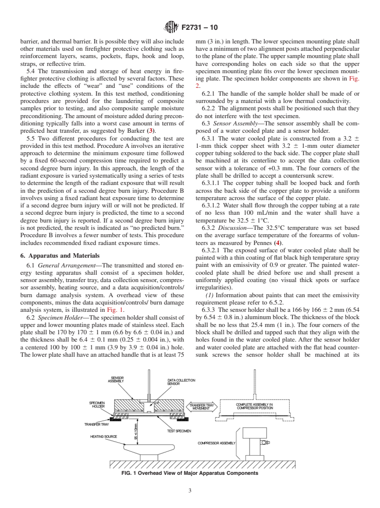 ASTM F2731-10 - Standard Test Method for Measuring the Transmitted and Stored Energy of Firefighter Protective Clothing Systems