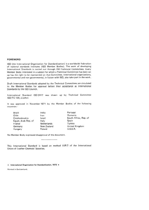 ISO 2417:1972 ISO 2417:1972 - Leather -- Determination of absorption of water - Page 2 preview