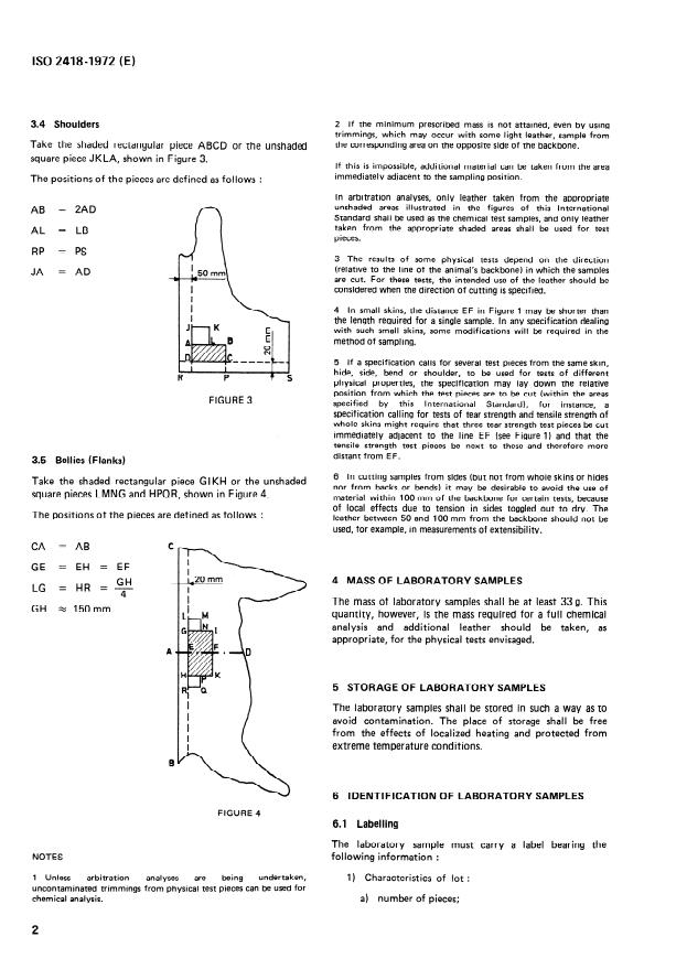 ISO 2418:1972 ISO 2418:1972 - Leather -- Laboratory samples -- Location and identification - Page 4 preview
