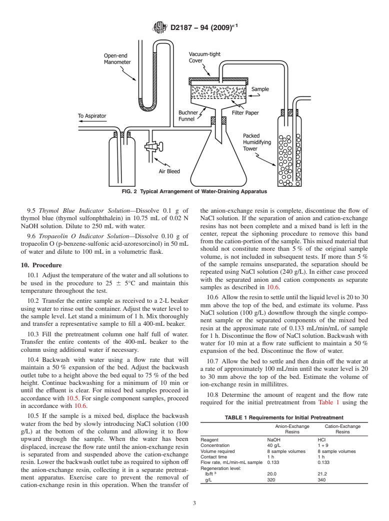 ASTM D2187-94(2009)e1 - Standard Test Methods for Physical and Chemical Properties of Particulate Ion-Exchange Resins