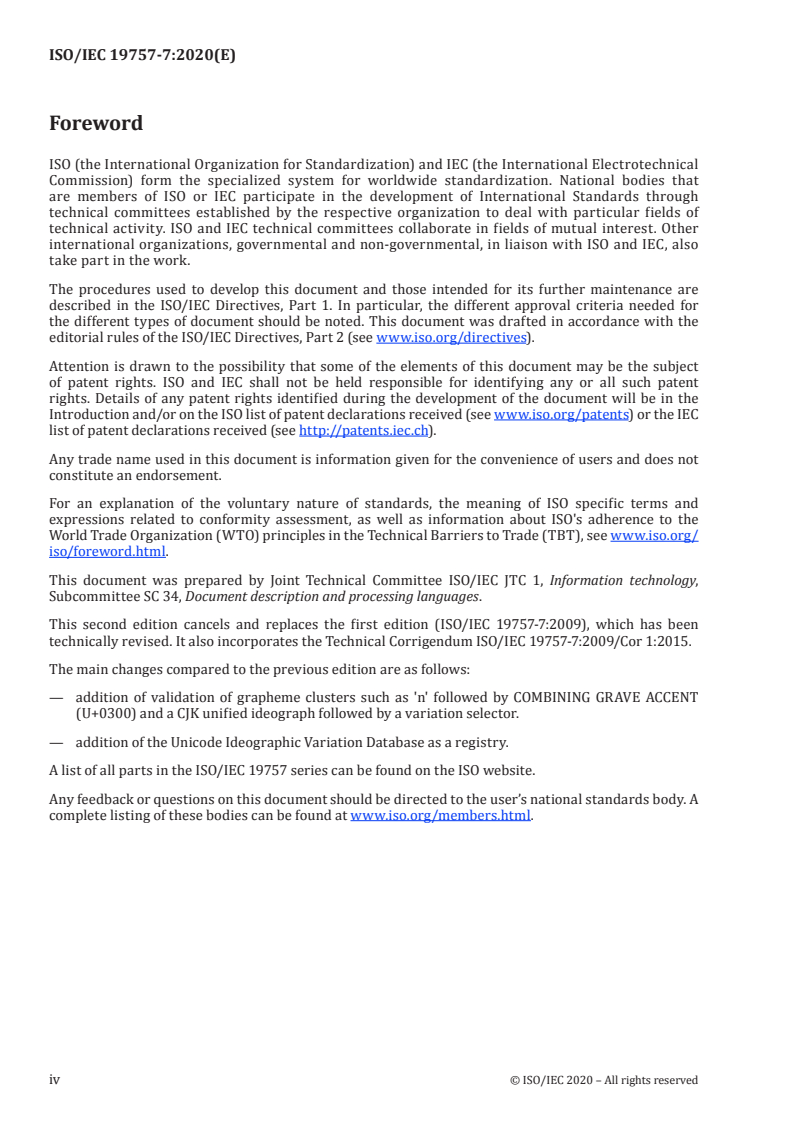ISO/IEC 19757-7:2020 ISO/IEC 19757-7:2020 - Information technology — Document Schema Definition Languages (DSDL) — Part 7: Character Repertoire Description Language (CREPDL)
Released:8/5/2020 - Page 4 preview