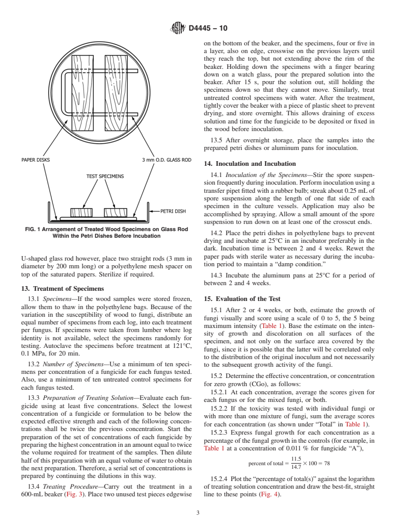 ASTM D4445-10 - Standard Test Method for Fungicides for Controlling Sapstain and Mold on Unseasoned Lumber (Laboratory Method)