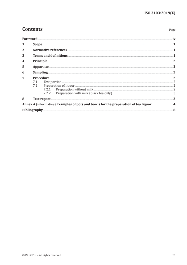 ISO 3103:2019 - Tea — Preparation of liquor for use in sensory tests
Released:12/9/2019