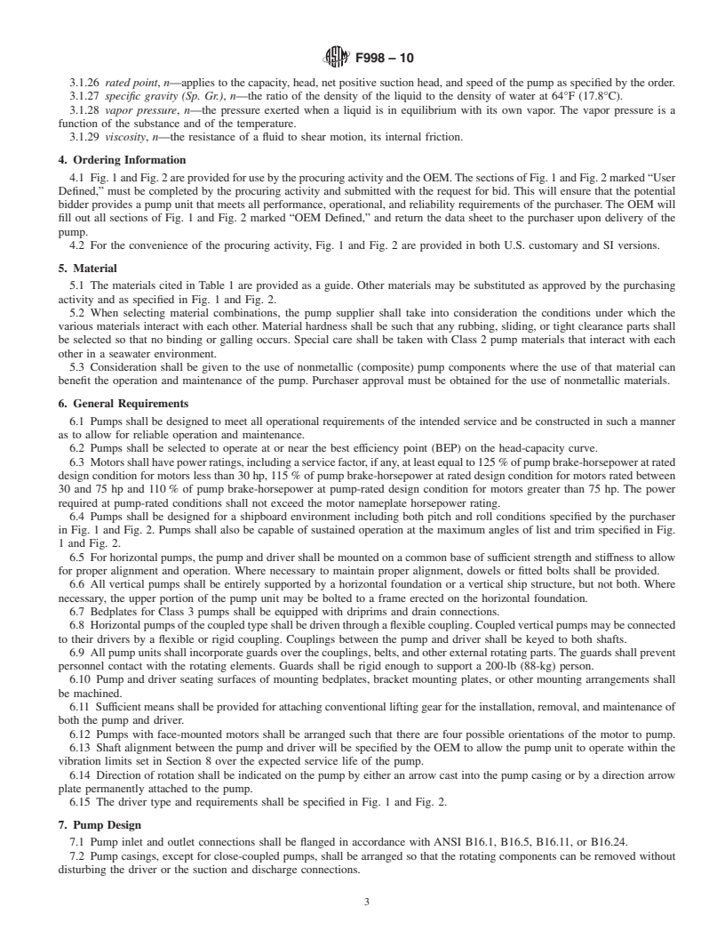 REDLINE ASTM F998-10 - Standard Specification for Centrifugal Pump, Shipboard Use