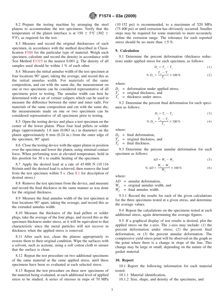 ASTM F1574-03a(2009) - Standard Test Method for Compressive Strength of Gaskets at Elevated Temperatures