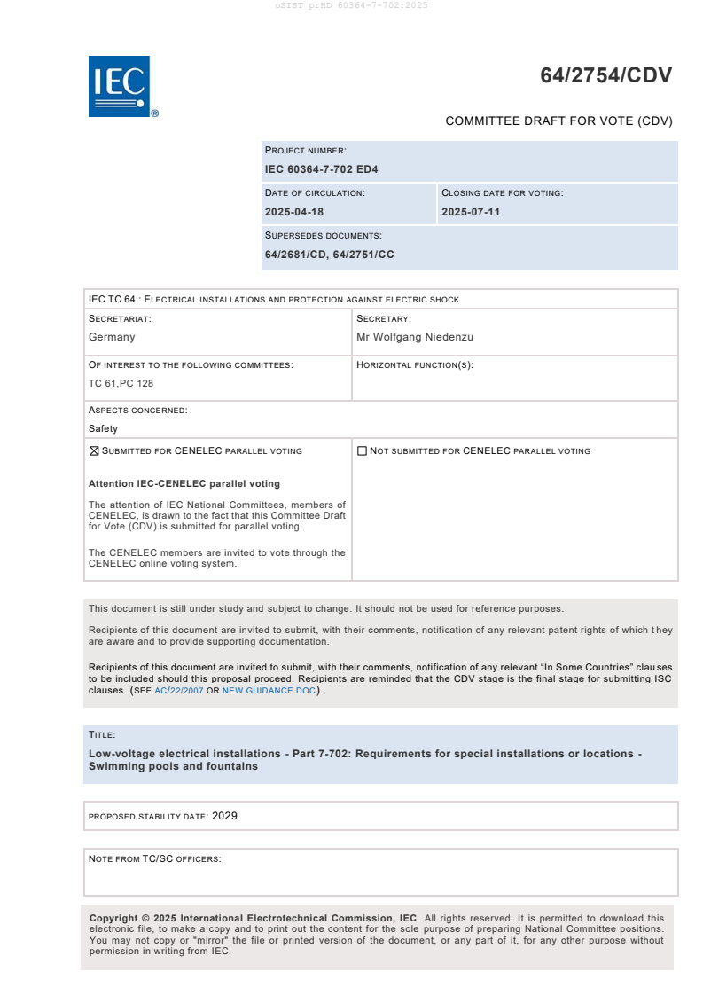 prHD 60364-7-702:2025 - BARVE