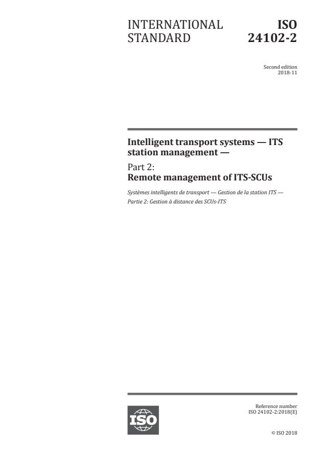 ISO 24102-2:2018 - Intelligent transport systems -- ITS station management