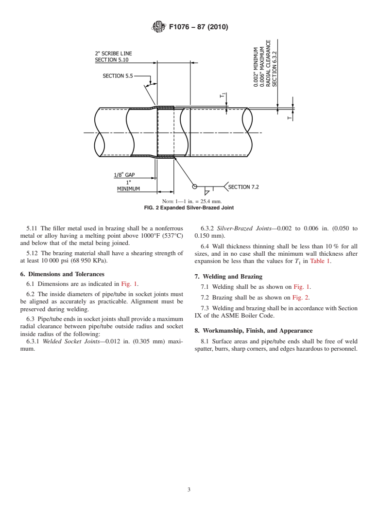 ASTM F1076-87(2010) - Standard Practice for Expanded Welded and Silver Brazed Socket Joints for Pipe and Tube