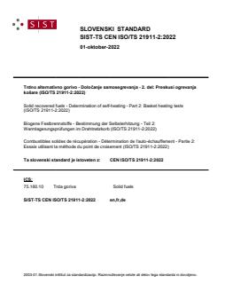 CEN ISO/TS 21911-2:2022 TS CEN ISO/TS 21911-2:2022 - BARVE - Page 1 preview