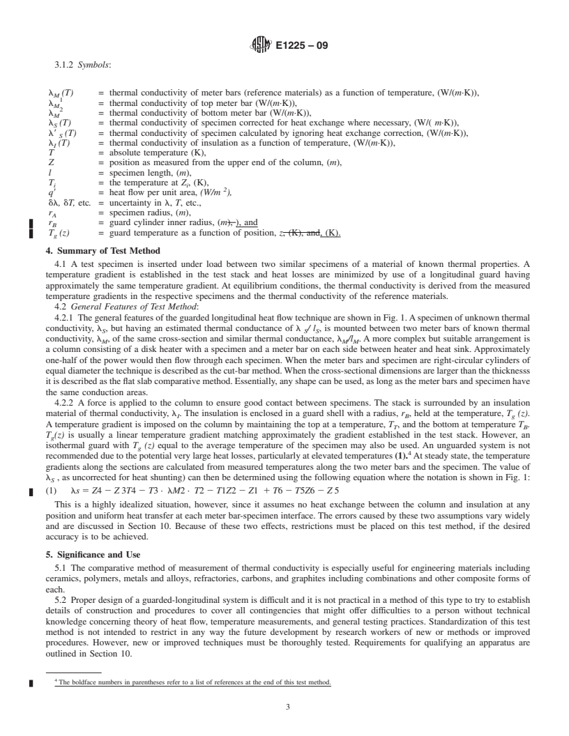 REDLINE ASTM E1225-09 - Standard Test Method for Thermal Conductivity of Solids by Means of the Guarded-Comparative-Longitudinal Heat Flow Technique