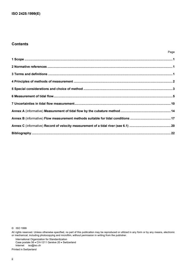 ISO 2425:1999 ISO 2425:1999 - Measurement of liquid flow in open channels under tidal conditions - Page 2 preview