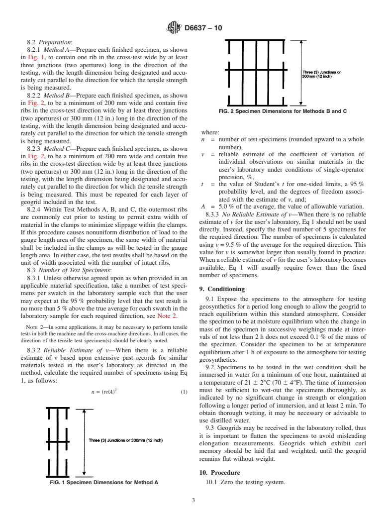 ASTM D6637-10 - Standard Test Method for Determining Tensile Properties of Geogrids by the Single or Multi-Rib Tensile Method