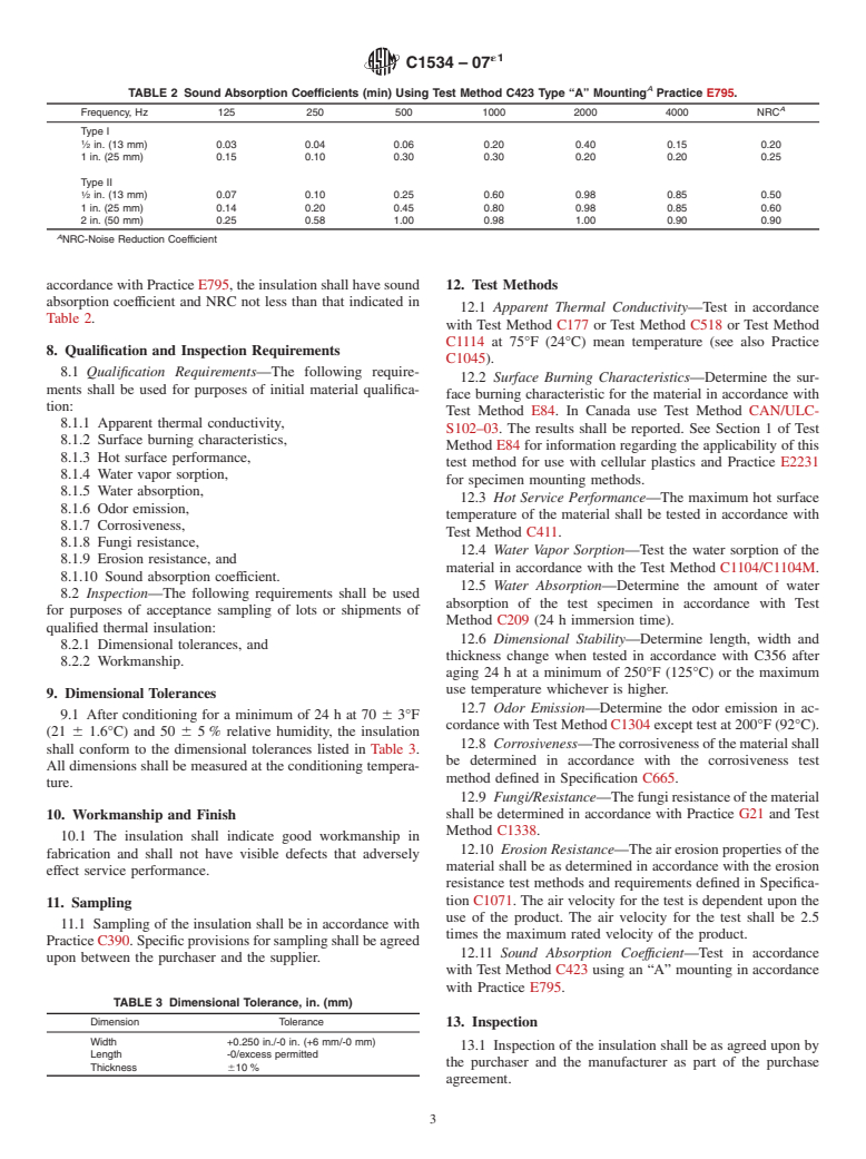 ASTM C1534-07e1 - Standard Specification for Flexible Polymeric Foam Sheet Insulation Used as a Thermal and Sound Absorbing Liner for Duct Systems