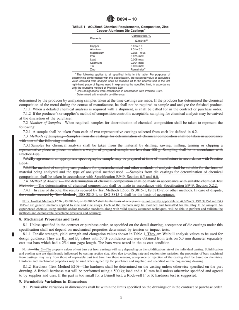 REDLINE ASTM B894-10 - Standard Specification for ACuZinc5 (Zinc-Copper-Aluminum) Alloy Die Castings