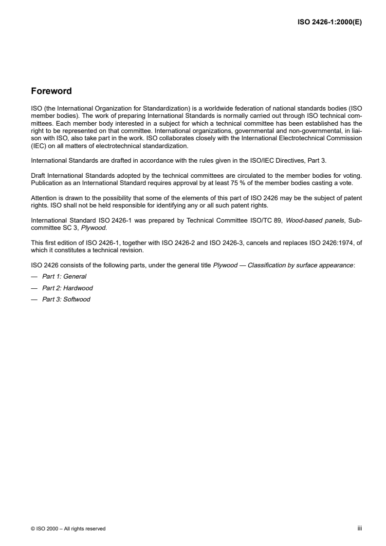 ISO 2426-1:2000 - Plywood — Classification by surface appearance — Part 1: General
Released:11/30/2000