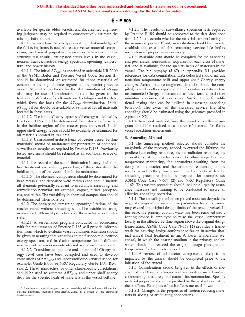 ASTM E509-97 - Standard Guide for In-Service Annealing of Light-Water Cooled Nuclear Reactor Vessels