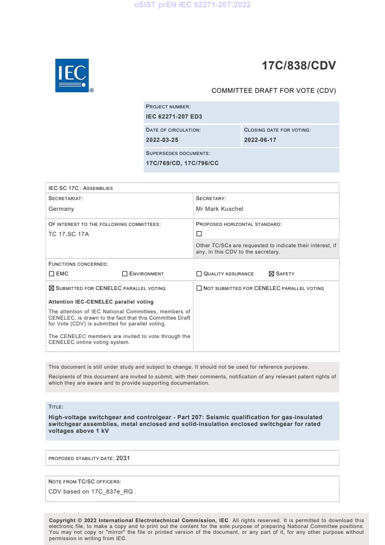 prEN IEC 62271-207:2022 - BARVE