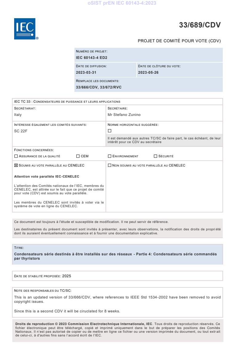 prEN IEC 60143-4:2023 - BARVE