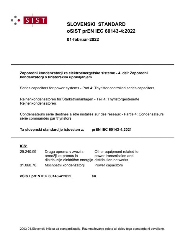 oSIST prEN IEC 60143-4:2022 - BARVE